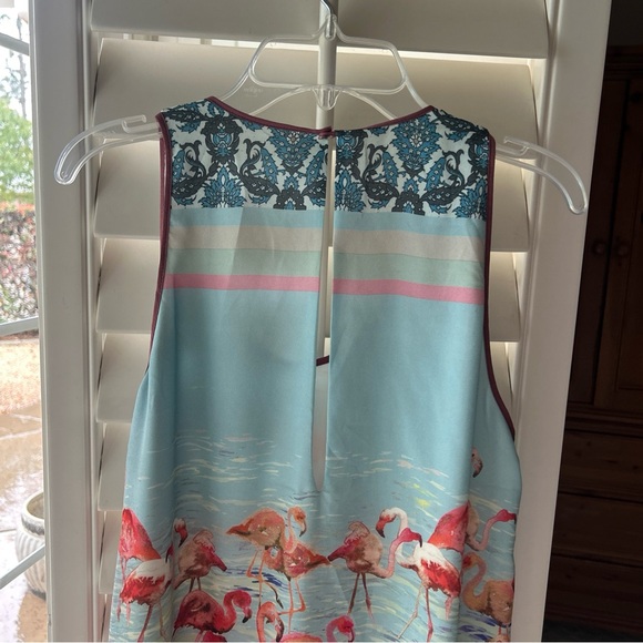 Anthropologie Dream Daily Flamingo Shift Dress Sz M Resortwear Beach Colorful - Picture 5 of 10